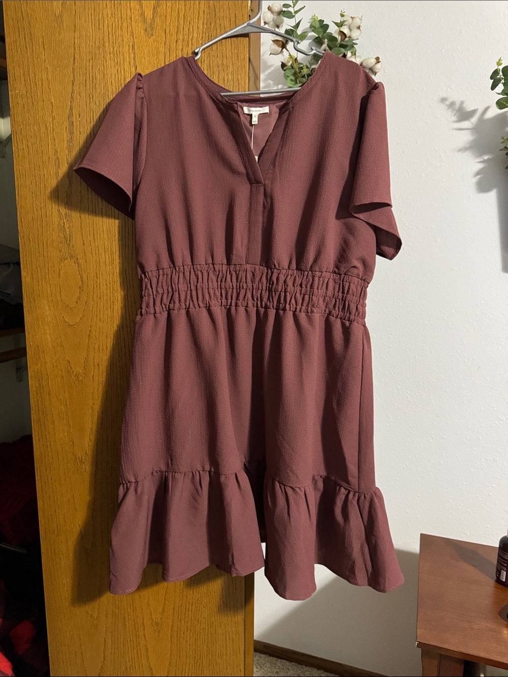 Maurices Dusty Rose Smocked Waist Midi Dress